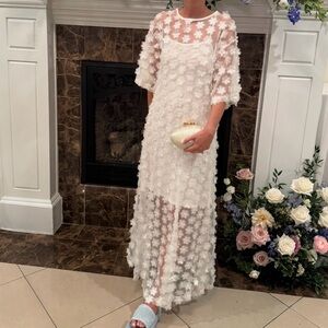 ASOS White Sheer Floral Appliqué Maxi Dress